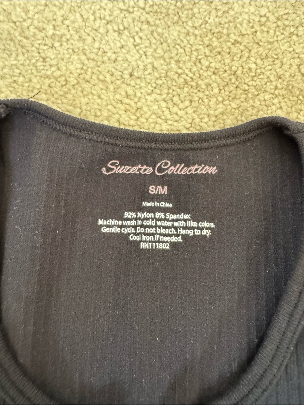 Suzette Collection Black Ribbed Button Up Tank Top - Picture 3 of 3